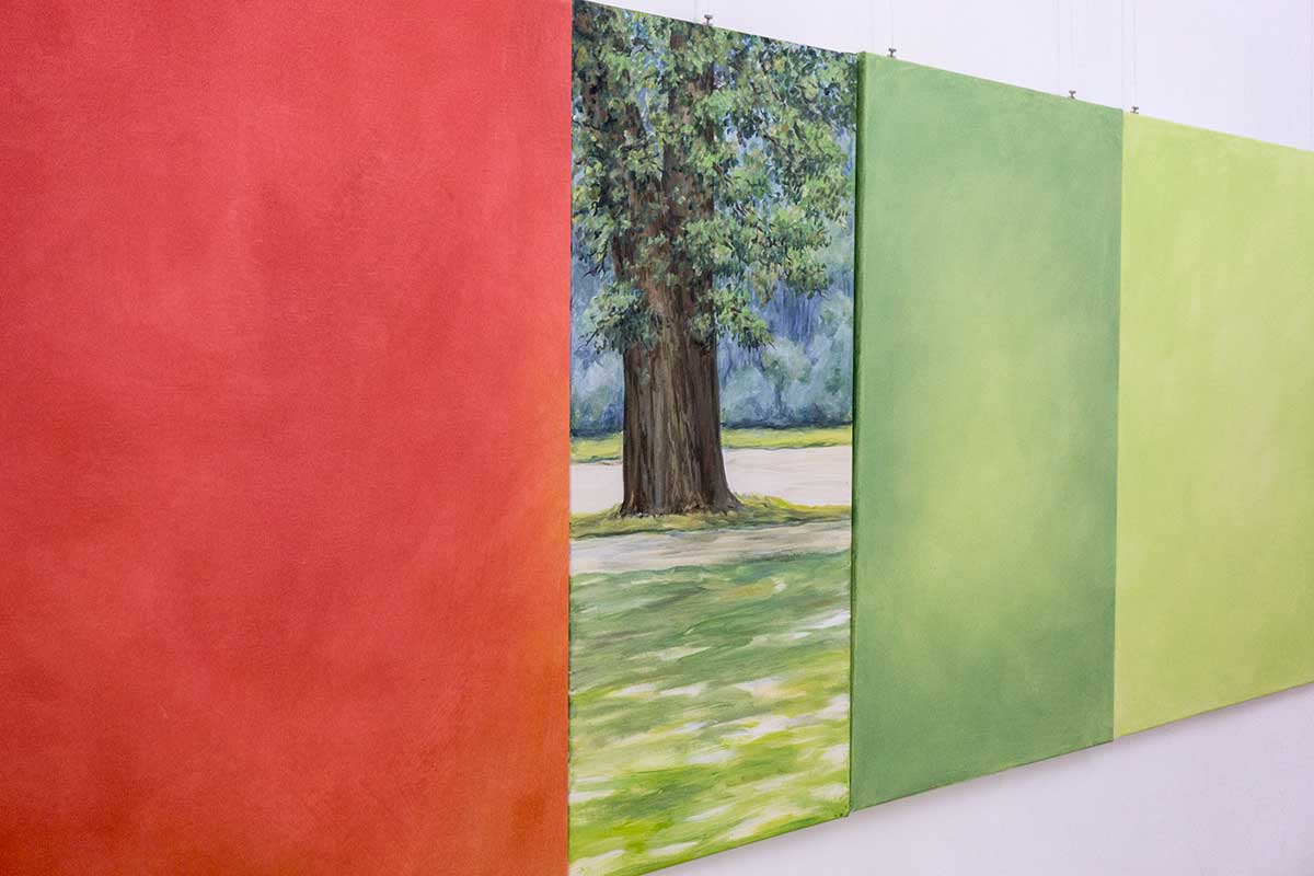 Farbe mobil: Baumserie - Acryl auf Leinwand, 275 cm x 90 cm
